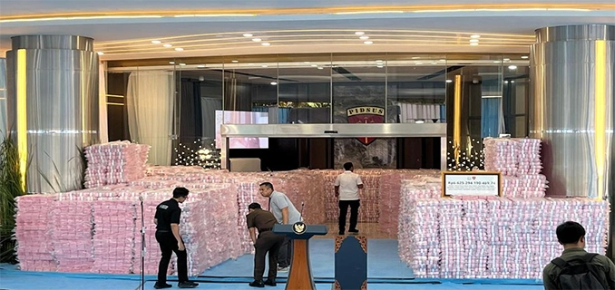 Kumpulan Gunungan Uang Rp 6.6 T Hampir Tutupi Pintu Kejagung